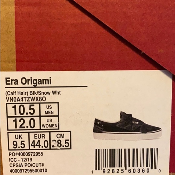 VANS Era Origami Calf Hair Sneakers 12 women’s - Picture 5 of 5